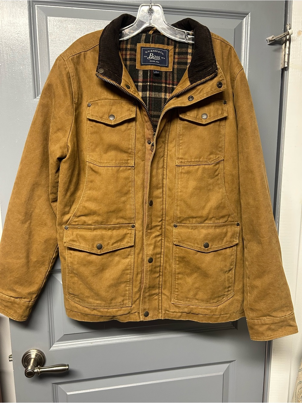 G.H.BASS Vintage flannel lined heavy cotton canvas chore or  field jacket . sz L